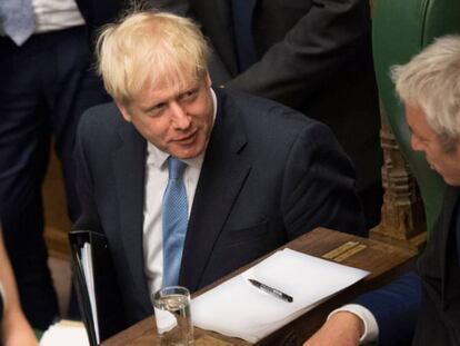 El primer ministro brit&aacute;nico, Boris Johnson, y el presidente de la C&aacute;mara de los Comunes, John Bercow, el pasado 25 de julio.