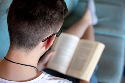 Un joven leyendo una novela.