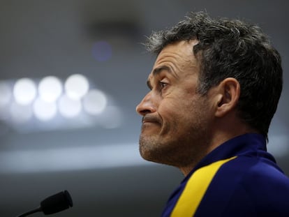 Luis Enrique, en la conferencia de prensa ofrecida en Sant Joan Desp&iacute;.