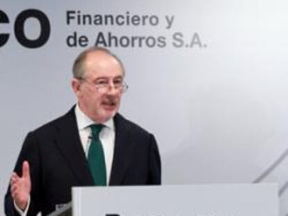 Rodrigo Rato, presidente del Banco Financiero y Ahorros, durante la presentación de los resultados