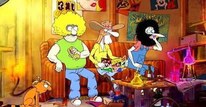 Escena de la serie de animación 'Freak Brothers', inspirada en los comics de Gilbert Shelton y que se puede ver en España en HBO.