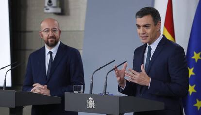 Pedro Sanchez comparece junto a Charles Michel, el pasado 14 de noviembre en La Moncloa.