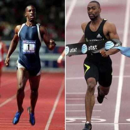 Michael Johnson (a la izquierda) y Tyson Gay.