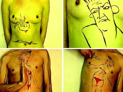 Cuatro momentos del vídeo 'The Gooey gentleman', de Zhou Xiaohu.
