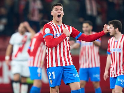 Uros Milovanovic celebra su gol ante el Rayo Vallecano en los dieciseisavos de la Copa del Rey.