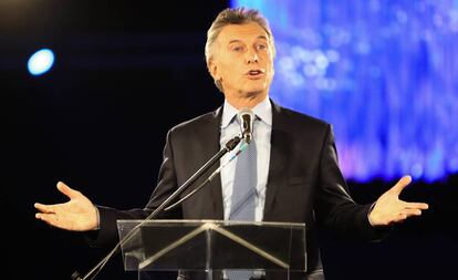 El presidente Mauricio Macri habla durante la cena anual de CIPPEC, en abril pasado.