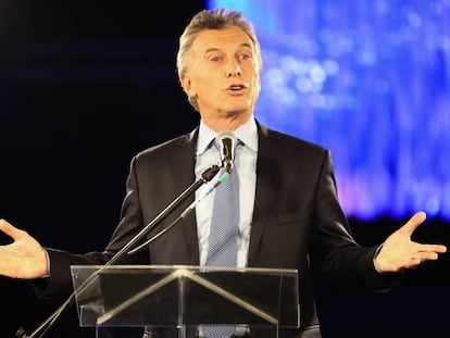 El presidente Mauricio Macri habla durante la cena anual de CIPPEC, en abril pasado.