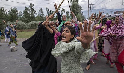 Protesta en Srinagar, Cachemira, en agosto de 2019.