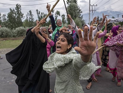 Protesta en Srinagar, Cachemira, en agosto de 2019.