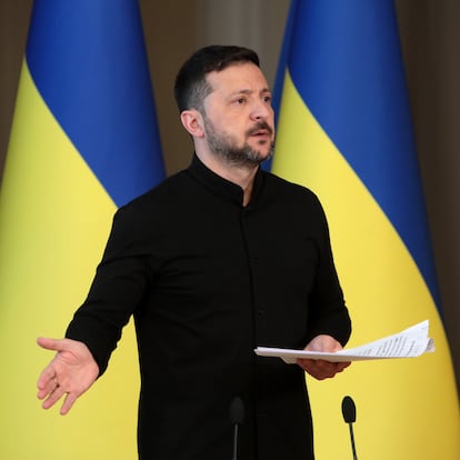 13 May 2025, Ukraine, Kiev: Ukrainian President Volodymyr Zelensky speaks during a press conference. Photo: -/Ukrinform/dpa
13/05/2025 ONLY FOR USE IN SPAIN