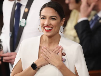 Alexandria Ocasio-Cortez em 5 de fevereiro na Câmara de Representantes.