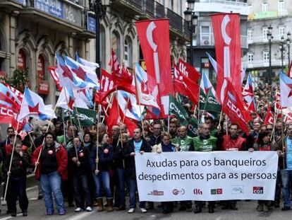 Una manifestaci&oacute;n de trabajadores de Novagalicia.