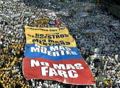 Imagen de la manifestación contra las FARC en la ciudad colombiana de Cali, que reunió a medio millón de personas.