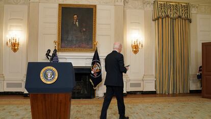 Joe Biden, tras una rueda de prensa en la Casa Blanca el pasado 13 de febrero.