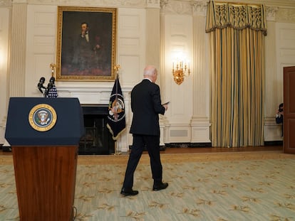 Joe Biden, tras una rueda de prensa en la Casa Blanca el pasado 13 de febrero.