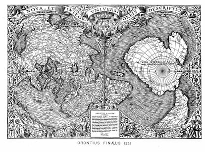 Un mapa de la Antártida de 1531, dibujado por Oronce Finé.