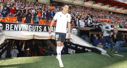 Enzo Pérez, en su presentación con el Valencia.