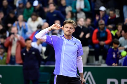 Goffin se encara con la grada tras vencer el martes a Mpetshi Perricard.