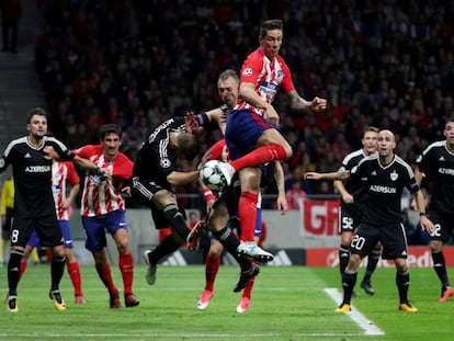 Torres, durante el partido entre el Atl&eacute;tico y el Qarabag