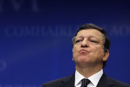 El presidente de la Comisión Europea, José Manuel Durão Barroso, durante una rueda de prensa en la cumbre de la UE, en Bruselas.