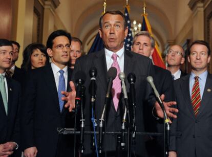 John Boehner, el presidente de la mayoría republicana en la Cámara de Representantes de EE UU, en una comparecencia ante la prensa.