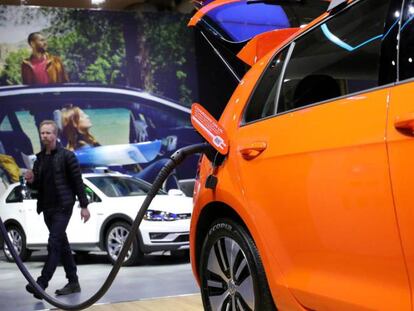 E-Golf de Volkswagen, en el salón del motor de Canadá, en Toronto, en febrero.