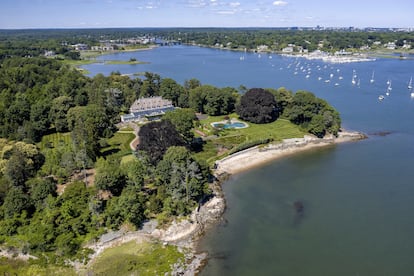 This June 2021 photo shows Copper Beech Farm, a 50-plus acre waterfront estate in Greenwich, Conn, which recently sold for $138,830,000. Sotheby's International Realty believes it to be the most expensive property ever sold in Connecticut. (Daniel Milstein/ Sotheby's International Realty via AP)