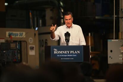 Romney en una visita a Illinois, el 7 de agosto.