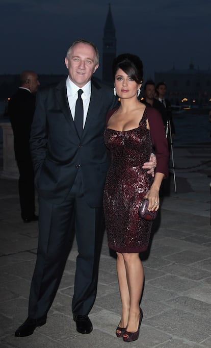 François-Henri Pinault y Salma Hayek en la cena ofrecida en el palacio veneciano Grassi.