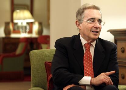 Álvaro Uribe, este martes en Madrid.