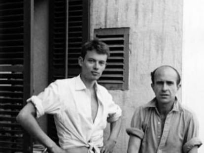 Jaime Salinas y Gudbergur Bergsson en la casa de la calle Felipe Gil (Barcelona), hacia 1957.