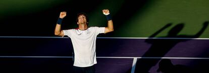 Carreño celebra su victoria contra Anderson en Miami.