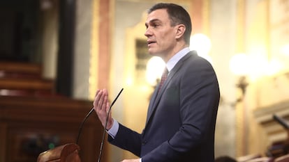 Spanish PM Pedro Sánchez addressing lawmakers on Wednesday.