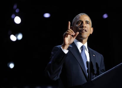 Obama en Chicago, en su último discurso como mandatario.