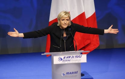 Marine Le Pen exposa el seu programa electoral, diumenge a Lió.