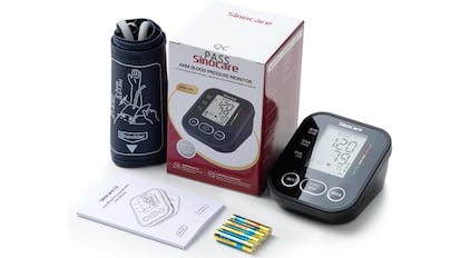 sinocare tensiómetro de brazo digital con sistema de velcro ergonómico incorporado.