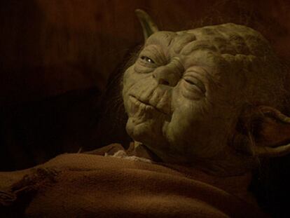 Retrato del maestro Yoda en una de las películas de la saga.