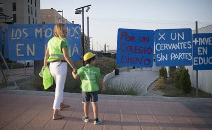 El colegio Cervantes, de Getafe, que empezó el pasado septiembre en obras.