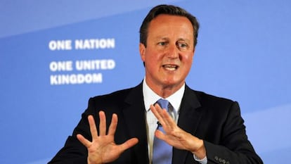 O primeiro-ministro britânico, David Cameron, durante um discurso em Leeds.