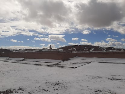 La zona arqueológica de Paquimé, en el municipio de Casas Grandes, en Chihuahua, cubierta de nieve, el pasado 2 de marzo.