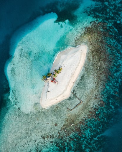 Vista aérea de una de las islas del archipiélago panameño de Guna Yala.