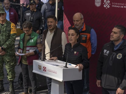 Claudia Sheinbaum durante una conferencia de prensa luego del choque de la Línea 3 del metro, el 7 de enero.