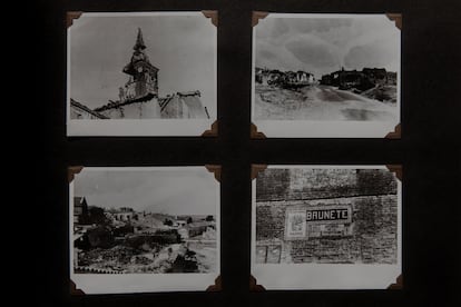 Un pueblo arrasado por los bombardeos de la Guerra Civil, quizá Brunete, por la secuencia de fotos en el álbum.