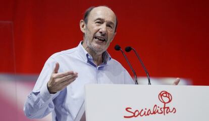 Alfredo Pérez Rubalcaba, durante la conferencia política del PSOE.