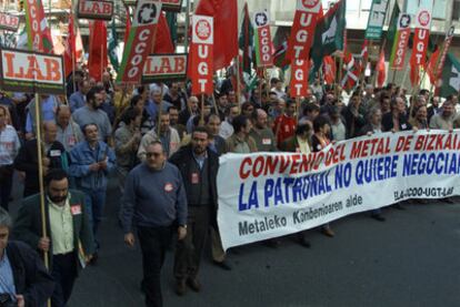 Una pasada manifestación en Bilbao por el convenio del Metal vizcaíno.