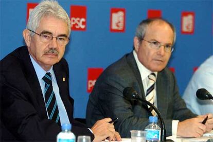 Pasqual Maragall y José Montilla, en la reunión de la Ejecutiva del PSC.