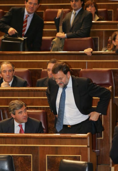 El líder del PP, Mariano Rajoy, durante el debate de Presupuestos.