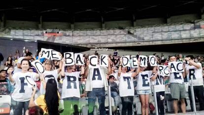 Protesto contra Governo Temer no Mineirão, neste sábado.