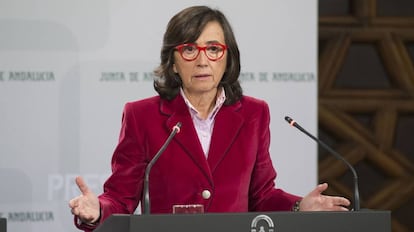 La consejera de Justicia, Rosa Aguilar, en el Palacio de San Telmo.