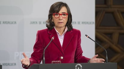 La consejera de Justicia, Rosa Aguilar, en el Palacio de San Telmo. 